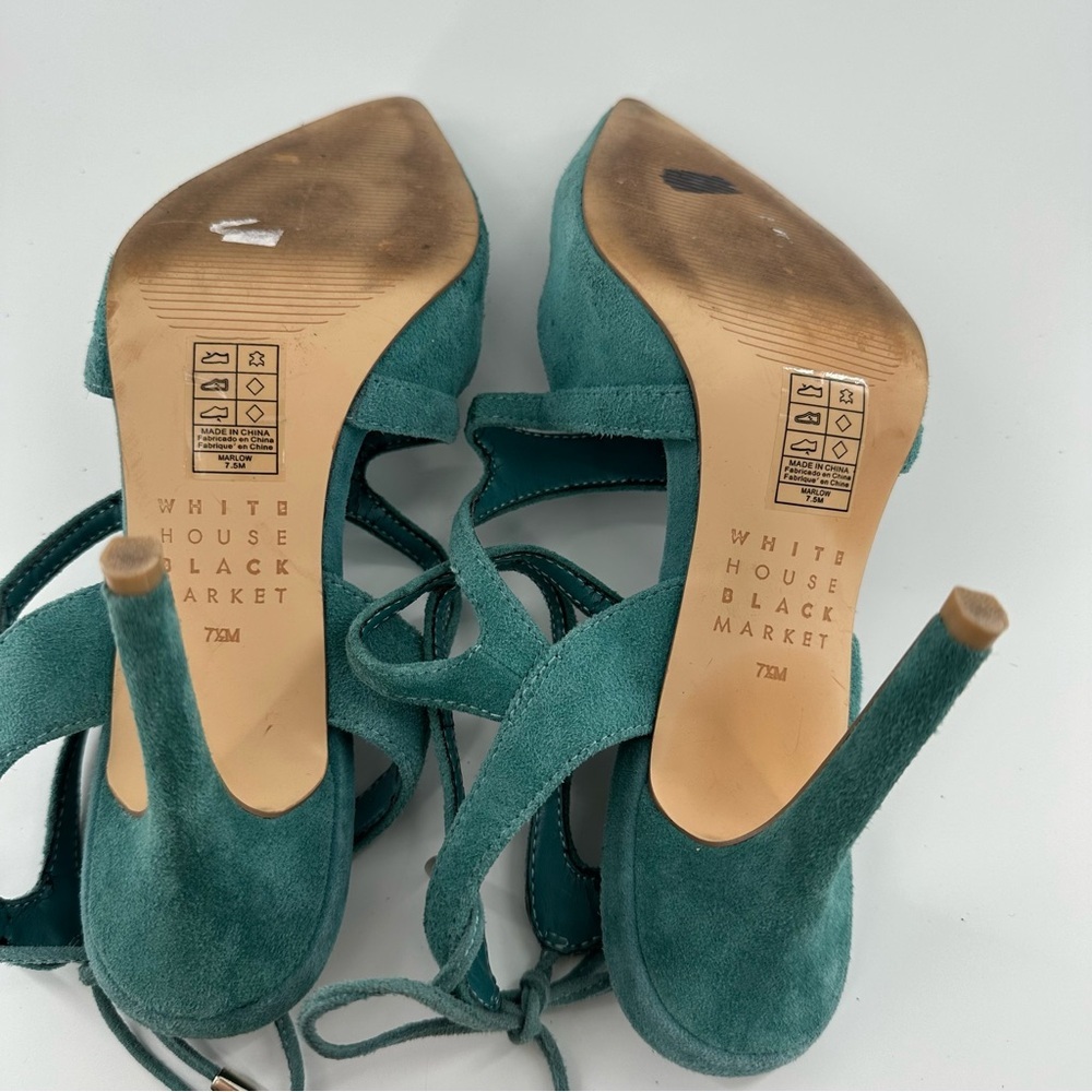 White House black market womens heels size 7.5 blue suede pointy toe stilettos - Picture 9 of 13